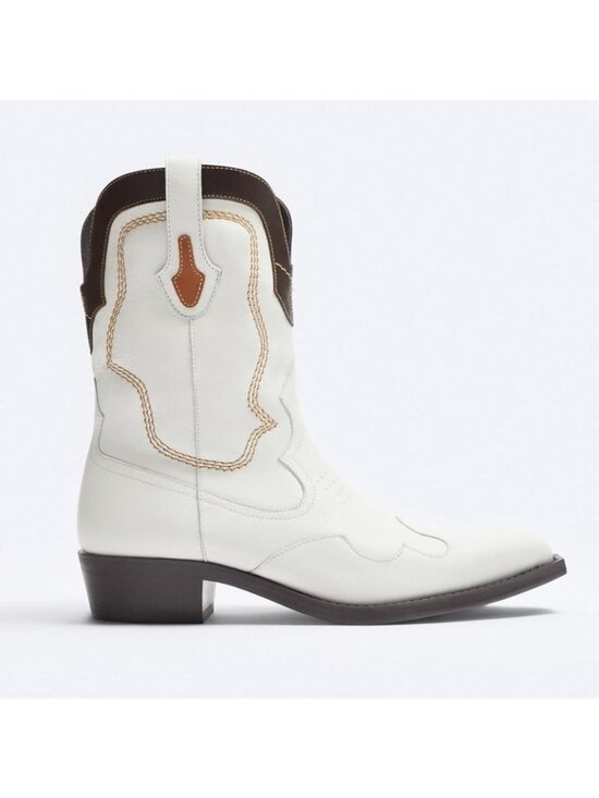 Zara x Barbie Mens Leather Cowboy Boots western EU 43 US 10 White 2095/220 NWOB main image 9